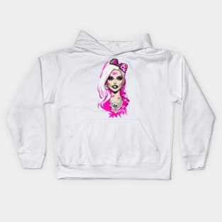 Skull Barbie Pouty Lips Kids Hoodie